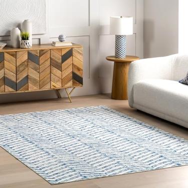 Imagem de nuLOOM Rosanne Tapete geométrico lavável à máquina, 2,4 m x 2,5 m, azul