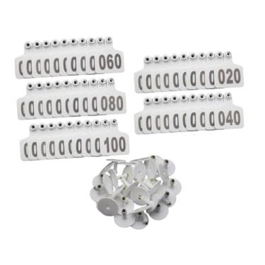 Imagem de Generic 100x etiquetas de orelha de gado com número 001-100 cabras suprimentos de fazenda animal brinco marcador etiquetas de orelha sinais para animais para, Branco