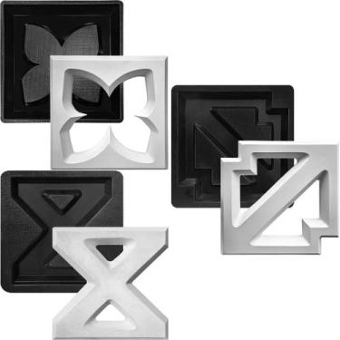 Imagem de Kit 3 Formas 3d 40x40 Abs Cobogó Concreto Profissional Elemento Vazado