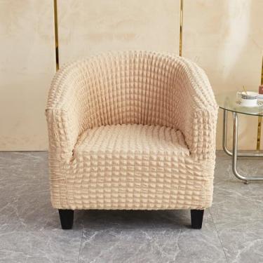 Imagem de Capa de cadeira de sofá antiderrapante à prova de poeira capas de cadeira de café capas de assento de fio de bolhas elásticas - bege ||tamanho regular