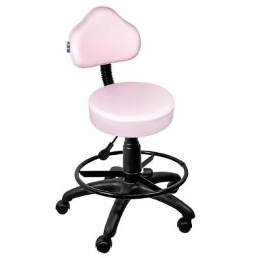 Imagem de Cadeira Mocho Rosa Claro Com Aro - ULTRA Móveis - Ultra Móveis Corpora