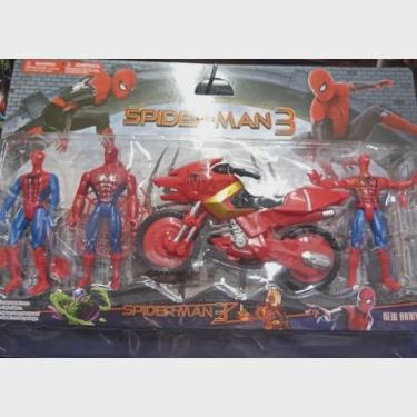 Imagem de Brinquedo Infantil Bonecos Os Vingadores Com 3 homem aranha e uma moto Super-Heróis sperdman 3.