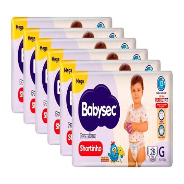 Imagem de Fralda Descartável Babysec Shortinho Galinha Pintadinha Mega Tamanho G - 6 Pacotes com 28 Tiras