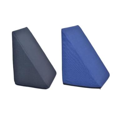 Imagem de 2 Almofada Travesseiros Triangular Encosto Apoio Costas Repouso Leitura Anatômico 36x58x34(Preto+Azul,Único)