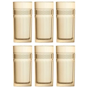 Imagem de Conjunto de Copos Alto L'Hermitage Palace em Vidro Âmbar Luster 360ml - 6 Peças