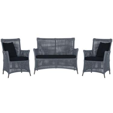 Imagem de Jogo Sofá e 2 Poltronas de Área Igapó Alumínio Pintura Marrom Corda Náutica Estofado 12 Trama