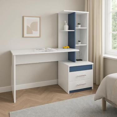 Imagem de Mesa Escrivaninha Para Quarto Com 2 Gavetas E Prateleiras