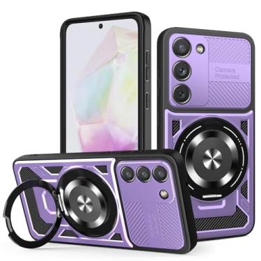 Imagem de Kukoufey Capa compatível com Samsung Galaxy A55 5G SM-A556B/DS SM-A556E/DS, compatível com MagSafe, suporte magnético giratório de 360 graus, capa de telefone antirqueda roxa