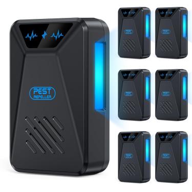 Imagem de 6 pacotes de repelente ultrassônico de controle de pragas, plugue eletrônico repelente de pragas interno para insetos, baratas, aranhas, insetos, mosquitos, ratos, ratos, repelente para casa, cozinha