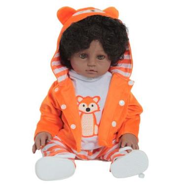 Imagem de Boneco Bebê Reborn Negro Raposinha Articulado Com Acessórios - Cegonha