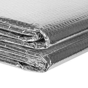 Imagem de ToLanbbt Rolo de isolamento reflexivo, 120 cm x 4,5 m, folha de isolamento de plástico bolha dupla, folha de alumínio refletiva 2 mm barreira radiante com 120 peças de fitas adesivas para janela RV