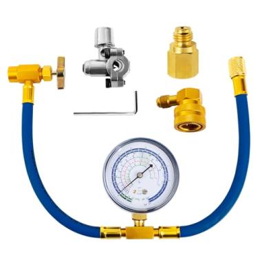 Imagem de Kit de válvulas de torneira de piercing BPV31 – válvula de piercing com mangueira de carregamento R134a com mangueira de recarga de calibre conecta lata de porta de refrigeração R134a, R-12/R-22