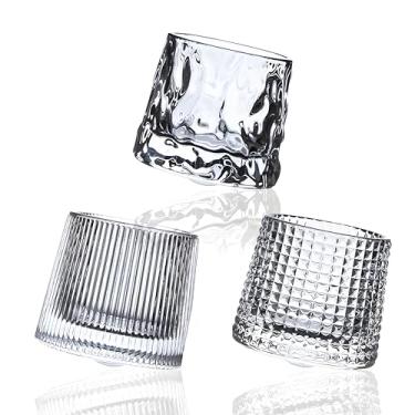 Imagem de RareCi Conjunto de 3 copos de uísque de cristal de 141,7 g, copos giratórios à moda antiga, copo de vidro para beber bourbon, uísque, coquetéis, conhaque (tamanho pequeno)