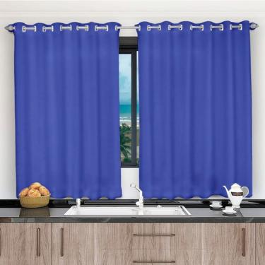 Imagem de Cortina 2,00x1,20 Janela Sala Quarto Cozinha Tecido Liso Cor:azul