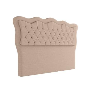 Imagem de Cabeceira para Cama Box King Eliza Linho Bege 193 cm Madeira Eucalipto D'Rossi