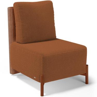 Imagem de Poltrona Decorativa Hungria L02 Couro Sintético Fibra Siliconada Laranja Lyam Decor