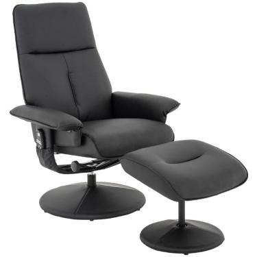 Imagem de Poltrona De Massagem Reclinável Com Apoio Para Pés Holmes R01 Pu Preto - Lyam Decor