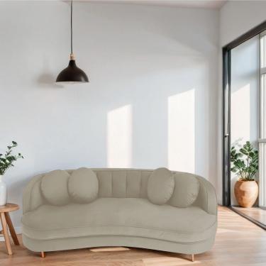 Imagem de Sofá Curvo 2 Lugares Orgânico Sala Recepção Escritório Decorativo Luxo Panamá 140cm Linho Cor Preto