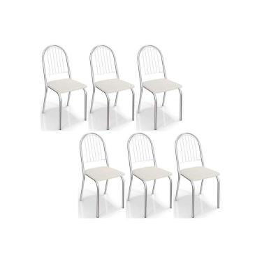 Imagem de Kit 6 Cadeiras De Cozinha Noruega 2c077 6 Un Cromada Branco 106