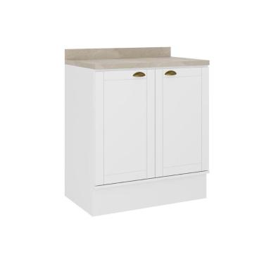 Imagem de Gabinete De Cozinha Modulado Balcão Com Tampo Bella 2609 Com 2 Portas 80cm Branco
