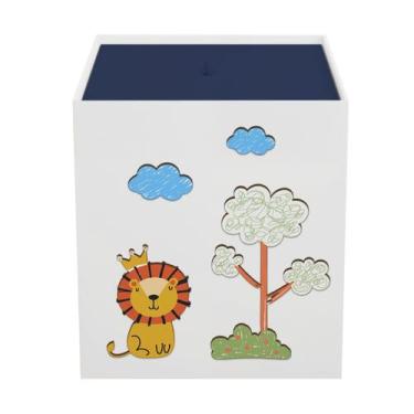 Imagem de Lixeira Kit Higiene MDF com Tampa Quarto Bebê Leão Lion - Neném na Nuv