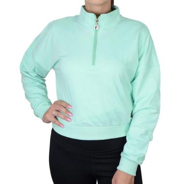 Imagem de Blusa Feminina Fila Moletom Cropped Basic Classic Verde Água - F12L00574.821-Feminino