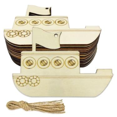 Imagem de JEKEJIAJIU 30 Peças De Recortes Barco Madeira Inacabados, Artesanato Faça Você Mesmo, Enfeites Pendurados Em Forma Veleiro Branco, Etiquetas Presente Para Decoração Festa Temática Verão, Oceano E Ma