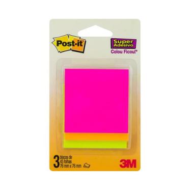 Imagem de Bloco Adesivo Post It 3M Cascata com 45 Folhas 76x76mm, UNICA