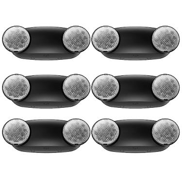 Imagem de EXITLUX Pacote Com 6 Luzes De Emergência Pretas Bateria Reserva, Dois Olhos Inseto Ajustáveis, Placas Saída Certificadas Pela Ul 924, 120-277 Vca/Instalações Comerciais/Luzes Internas Fiação.