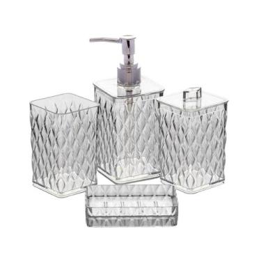 Imagem de Kit Banheiro Lavabo Glamour 4 Peças Para Pias Com Saboneteira Cobre Tr