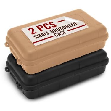 Imagem de 2 capas rígidas pequenas com espuma – caixa impermeável pequena de 12,5 x 7,5 cm, recipientes geocache, estojo parcialmente à prova d'água com espuma – fechamento seguro, plástico confiável