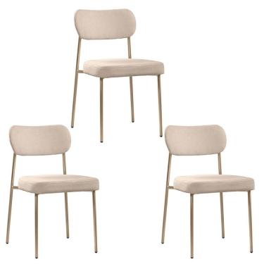 Imagem de Conjunto 3 Cadeiras para Sala de Jantar Lavinia Bege/Champanhe