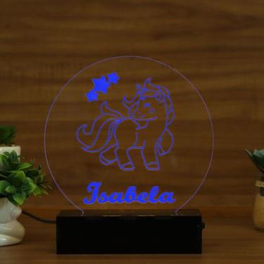 Imagem de Luminária Abajur Unicórnio com Estrelas LED Azul - Bold