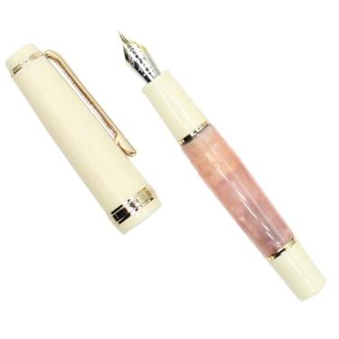 Imagem de Gullor Mini caneta-tinteiro com acabamento dourado, caneta de bolso de acrílico, rosa, ponta dobrada