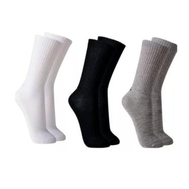 Imagem de Kit 3 meia lupo com cano longo ref:3292 masculino, Branco, Preto, Cinz