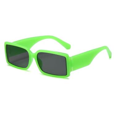 Imagem de Óculos de sol femininos, armações da moda, verde, preto, com lentes UV400, vintage, retangular, punk, masculino (verde)