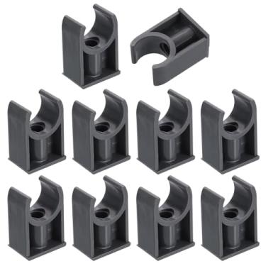 Imagem de uxcell 16 peças de grampos de tubo de água de PVC, fivelas de mangueira de tubulação em forma de U, suporte de tubo de irrigação para 20 mm OD para bandejas de TV, tubo de suporte de mangueira, cinza