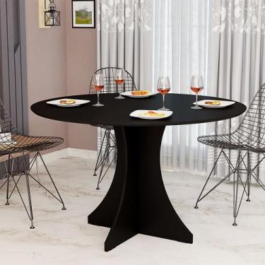 Imagem de Mesa de Jantar Redonda Elisa 4 Lugares 80x80 Base em X em Mdf - Preto 