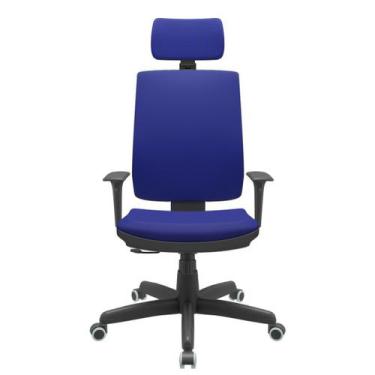 Imagem de Cadeira Office Brizza Soft Aero Azul RelaxPlax Com Encosto Cabeça Base