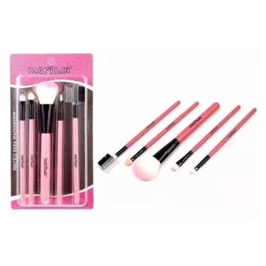 Imagem de 10 Kit 5 Pincéis Macrilan Pincel Para Maquiagem Profissional