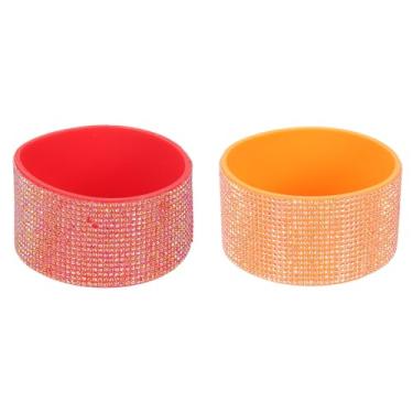 Imagem de PATIKIL Bota de silicone com glitter, 2 peças de bota protetora de garrafa de água de diamante brilhante antiderrapante acessórios para copo Stanley Tumbler de 567 a 1,134 g com fundo de 7 cm