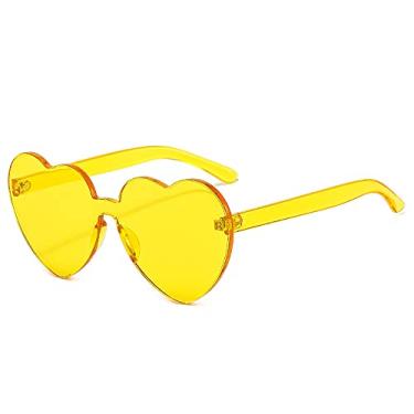 Imagem de Dollger Óculos de sol em formato de coração, uma peça, transparente, sem aro, H: amarelo, Large
