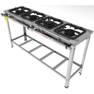 Imagem de Fogão Industrial Inox Gastromaq 4 Bocas Linha Mista FGI304LM