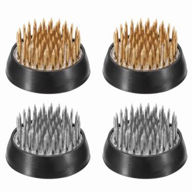 Imagem de PATIKIL 4 peças de sapos florais Kenzan, suporte redondo de arranjo de flores de aço de latão de 3 cm, ferramenta fixa de pino arranjador para vaso de mesa, casamento, decoração de casa, latão/prata