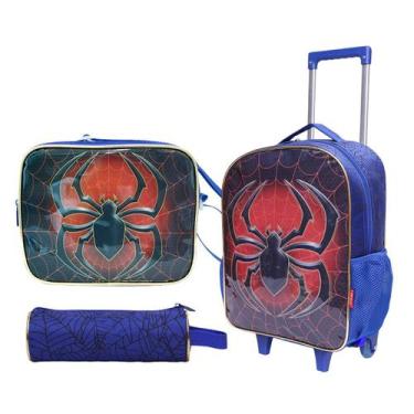 Imagem de Kit Mochila de Rodinha Bolsa Estojo Lancheira Spider Aranha - Klizz, A