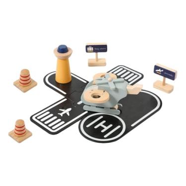 Imagem de harayaa Brinquedos de avião de madeira, conjunto de veículos de transporte aéreo, enfeites de artesanato, brinquedos de aprendizagem precoce, educativos para