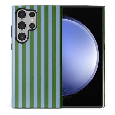 Imagem de WANKBLC Capa ultra brilhante compatível com Samsung Galaxy S23 para meninas e meninos, design de corpo inteiro, silicone macio, proteção contra arranhões, padrão maluco, listras verdes e azuis, linha