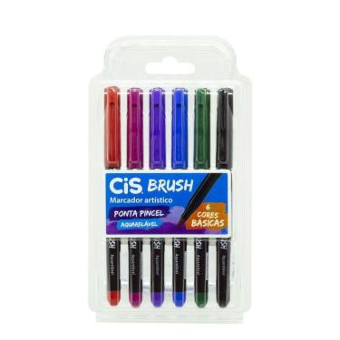 Imagem de Caneta Cis Brush Pen Aquarelável Cores Básicas 6Un.