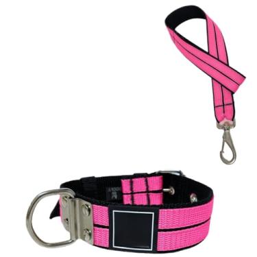 Imagem de Coleira + Guia Forte Luxo Para Cachorros Pitbull Pet Grande(Rosa,G)