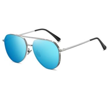 Imagem de HCHES Óculos de sol elásticos masculinos polarizados uv400 liga galvanizada retro viseira masculina (2)